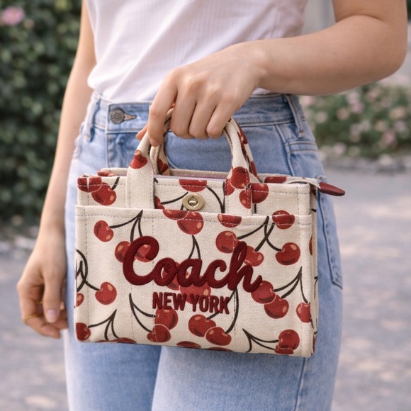Coach Cherry Canvas Tote in Cream and Red. Xs - Picture 7 of 7